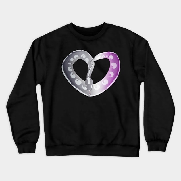 Ball Python Heart (Ace Pride Design) Crewneck Sweatshirt by larkspurhearts